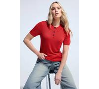 Long Tall Sally Women's Tall Knitted Polo Top in Red | Size: 10-12 Long Tall Sally Red 10-12