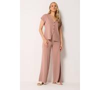 Long Tall Sally Women's Tall Knitted Wide Leg Trousers in Light Pink | Size: 18-20 Long Tall Sally Light Pink 18-20
