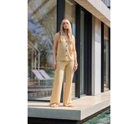 Long Tall Sally Women's Tall Knitted Wide Leg Trousers in Natural | Size: 16