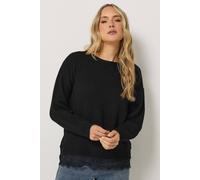 Long Tall Sally Women's Tall Lace Hem Knitted Jumper in Black | Size: 14/16