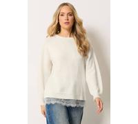 Long Tall Sally Women's Tall Lace Hem Knitted Jumper in Ivory | Size: 14-16 Long Tall Sally Ivory 14-16
