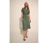 Long Tall Sally - LTS Tall Green Linen Button Midi Dress - Women's