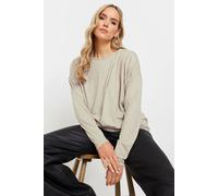 Long Tall Sally - LTS Tall Stone Brown Long Sleeve Draped Front Top - Women's