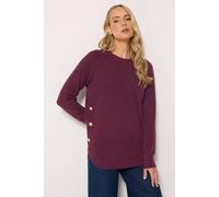 Long Tall Sally Women's Tall Longline Button Knitted Jumper in Burgundy | Size: 22/24