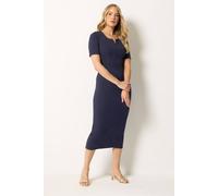 Long Tall Sally Women's Tall Notch Neck Midi Dress in Mid Navy | Size: 16