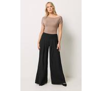Long Tall Sally Women's Tall Pleated Palazzo Wide Leg Trousers in Black | Size: 14L