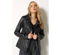 Long Tall Sally Women's Tall Premium Leather Biker Jacket in Black | Size: 12