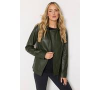 Long Tall Sally Women's Tall Premium Leather Biker Jacket in Olive | Size: 20