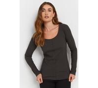 Long Tall Sally - LTS Tall Emerald Ribbed Button Long Sleeve Top - Women's