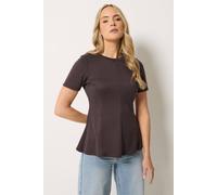 Long Tall Sally Women's Tall Seam Front Peplum Top in Chocolate | Size: 10 Long Tall Sally Chocolate 10