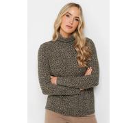 Long Tall Sally - LTS Tall Animal Print Soft Touch Roll Neck Jumper - Women's Brown