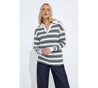 Long Tall Sally - LTS Tall Blue Double Stripe Cotton Rugby Polo T-Shirt - Women's