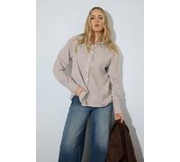 Long Tall Sally - LTS Tall Chocolate Brown & White Stripe Cotton Shirt - Women's