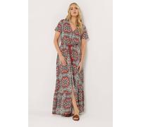 Long Tall Sally Women's Tall Tile Print Tie Waist Maxi Dress in Burnt Orange | Size: 14 Long Tall Sally Burnt Orange 14