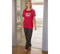 Long Tall Sally - Lts Tall 'Time To Shine' Slogan Wide Leg Pyjama Set - Women's Red