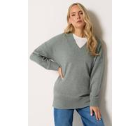 Long Tall Sally Women's Tall V-Neck Knitted Jumper in Grey | Size: 8/10