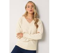 Long Tall Sally Women's Tall V-Neck Knitted Jumper in Ivory | Size: 22/24