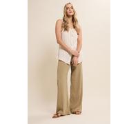 Long Tall Sally - LTS Tall Natural Stripe Wide Leg Trousers - Women's Brown