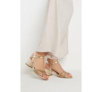 Long Tall Sally Women's Woven Strap Block Heels in Gold | Size: 7 Long Tall Sally Gold 7