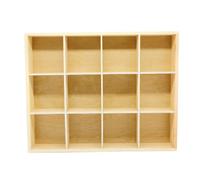 LONG TAO 1 Pcs 13.4''x10.6''x2'' Wooden Storage Divider Box Showcase Display Box Organization Tray Display Holder Tabletop Box with 12 Compartments for Home Craft Office Kitchen Storage