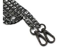 LONG TAO 55" DIY Iron Flat Chain Strap Handbag Chains Accessories Purse Straps Shoulder Cross Body Replacement Straps, with 2pcs Metal Buckles (Gun-Black)