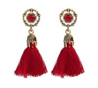 Long Tassel Earring Retro Baroque Palace Ear Ring Chic Geometric Decorative Accessory Alloy Plating Hollow Pendants Stylish Red
