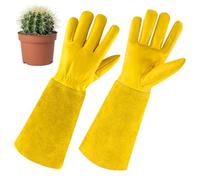 Long Thorn Proof Gardening Gloves for Women - 42mm Leather Gardening Gauntlets Heavy Duty, Protection With Long Arm Sleeves Forearm Sheepskin and Cowhide for Garden Work Carpentry Tasks Welding Labor