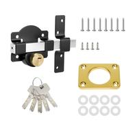 Long Throw Gate Lock 50mm Both Side Lock Door, Double Sides Locking, Stainless Steel Grade Lockable with Rear Double Locking for Yard, Garden Doors/Gates, Supplied 5 Keys