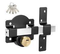 Long Throw Gate Lock 50mm - Heavy Duty Both Side Door Lock for Wooden Garden Gates, Sheds & Doors - Double-Sided Key Lockable - Stainless Steel Housing - 5 Keys
