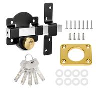 Long Throw Gate Lock, Both Side Door Lock 50mm Stainless Steel Garden Gate Locks with Key for Yard Wooden Sheds & Doors (50mm)