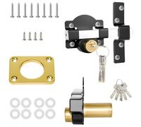 Long Throw Gate Lock Double Sided Grade Key Lockable Both Side Gate Lock Door with 5 Keys Stainless Steel Gate Bolt with Rear Double Locking for Wooden Garden Gates, Sheds, Garage, Yard, House, Toilet