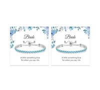 Long tiantian 2/4PCS Something Blue Gift for Bride Bridal Shower Gifts for Bride to be Blue Tennis Bracelets for Wife with Meaningful Card Wedding Accessories Jewelry, Metal, no gemstone