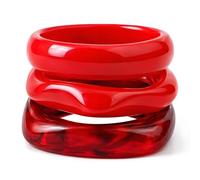 Long tiantian Acrylic Bangles Chunky Bangle Bracelet for Women Summer Dresses Outfits Accessories Pink White Jewelry Beach Wear, Alloy, no gemstone