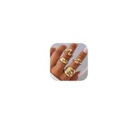 Long tiantian Chunky Gold Rings for Women Thick Statement Rings Adjustable Round Rings Set Bold Dome Rings Jewelry Gifts for Women Trendy 2025, Metal, No Gemstone