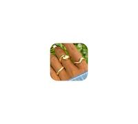 Long tiantian Chunky Gold Rings for Women Thick Statement Rings Adjustable Round Rings Set Bold Dome Rings Jewelry Gifts for Women Trendy 2025, Metal, No Gemstone