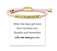 Long tiantian Don't Let The Hard Days Win Bracelet for Women Inspirational Gift Adjustable Braided String Bracelet with Encouragement Card Motivational Jewelry for Friends, Alloy, no gemstone