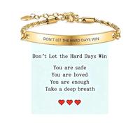 Long tiantian Don't Let The Hard Days Win Bracelet for Women Inspirational Gift Adjustable Braided String Bracelet with Encouragement Card Motivational Jewelry for Friends, Alloy, no gemstone
