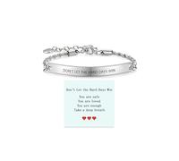 Long tiantian Don't Let the Hard Days Win Bracelet for Women Inspirational Gift Adjustable Braided String Bracelet with Encouragement Card Motivational Jewelry for Friends, L, no gemstone