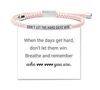 Long tiantian Don't Let The Hard Days Win Bracelet for Women Inspirational Gift Adjustable Braided String Bracelet with Encouragement Card Motivational Jewelry for Friends, Alloy, no gemstone