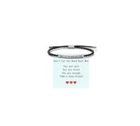 Long tiantian Don't Let the Hard Days Win Bracelet for Women Inspirational Gift Adjustable Braided String Bracelet with Encouragement Card Motivational Jewelry for Friends, L, no gemstone