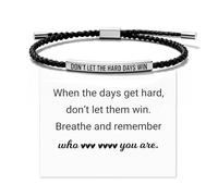 Long tiantian Don't Let The Hard Days Win Bracelet for Women Inspirational Gift Adjustable Braided String Bracelet with Encouragement Card Motivational Jewelry for Friends, Alloy, no gemstone