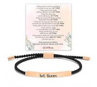 Long tiantian God is in Control Bracelet for Women Inspirational Bracelets Handmade Adjustable Braided Rope Engraved Motivationa Jewelry Gifts, L, Alloy, no gemstone