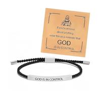 Long tiantian God is in Control Bracelet Inspirational Gifts for Women Braided String Tube Bracelet God is in Control Jewelry Gifts, L, no gemstone