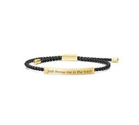 Long tiantian Just Throw Me In The Trash Funny Engraved Bracelet Adjustable Black Rope Bracelet Sarcastic Quote Gifts for Men Women Best Friend, L, Stainless Steel, no gemstone