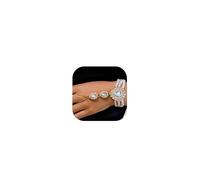 Long tiantian Pearl Hand Chain Bracelet for Women Silver Rhinestone Cuff Wedding Guest Jewelry for Indian or Floral Dresses, Beads, no gemstone