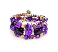 Long tiantian Purple Bracelet Purple Dresses Outfits for Women Boho Leather Bracelets Stack Crystal Stone Bracelet Halloween Jewelry Christmas Stocking Stuffers, L, Alloy, no gemstone