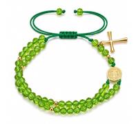 Long tiantian San Benito Bracelet for Women Blue Red Green Crystal Beaded Cross Charm Rosary Bracelet Christian Religious Gifts, One Size, Acrylic, no gemstone