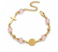Long tiantian San Benito Bracelet for Women Cross Charm Patron Saint Rosary Bracelet Christian Religious Gifts for Friends, One Size, Zinc, no gemstone