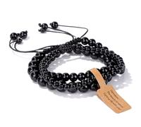 Long tiantian Shungite Bracelet Black Onyx Bracelet Shungite Stones Bracelets for Women Men Black Beaded Stretch Bracelet Healing Bracelet Jewelry Spiritual Healing Balance Reiki