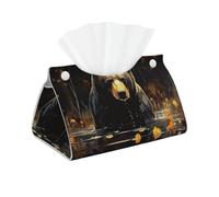 Long Tissue Box Cover Black Bear in The Forest Leather Tissue Box Holder Tissue Box Covers for Bathroom Parlors Office Bedroom